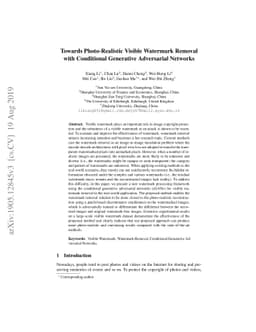 Towards Photo-Realistic Visible Watermark Removal with Conditional
  Generative Adversarial Networks