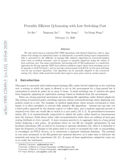 Provably Efficient Q-Learning with Low Switching Cost
