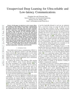 Unsupervised Deep Learning for Ultra-reliable and Low-latency
  Communications