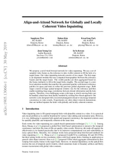 Align-and-Attend Network for Globally and Locally Coherent Video
  Inpainting