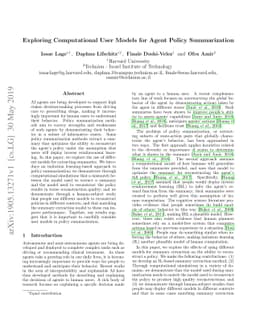 Exploring Computational User Models for Agent Policy Summarization