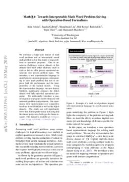 MathQA: Towards Interpretable Math Word Problem Solving with
  Operation-Based Formalisms