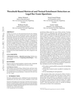 Threshold-Based Retrieval and Textual Entailment Detection on Legal Bar
  Exam Questions