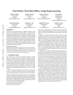 Fast Online "Next Best Offers" using Deep Learning
