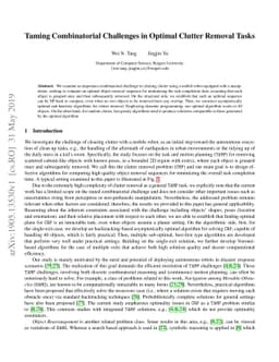 Taming Combinatorial Challenges in Optimal Clutter Removal Tasks