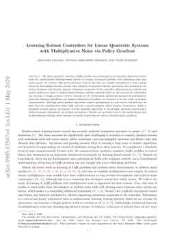 Learning robust control for LQR systems with multiplicative noise via
  policy gradient