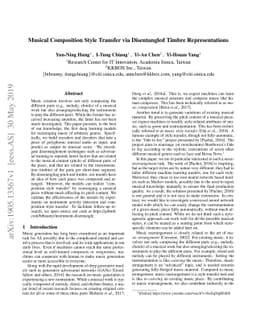 Musical Composition Style Transfer via Disentangled Timbre
  Representations