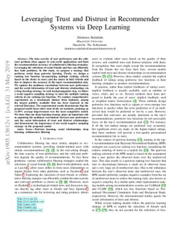 Leveraging Trust and Distrust in Recommender Systems via Deep Learning
