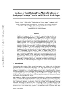 Updates of Equilibrium Prop Match Gradients of Backprop Through Time in
  an RNN with Static Input