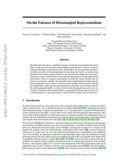 On the Fairness of Disentangled Representations