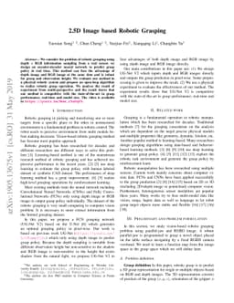 2.5D Image based Robotic Grasping