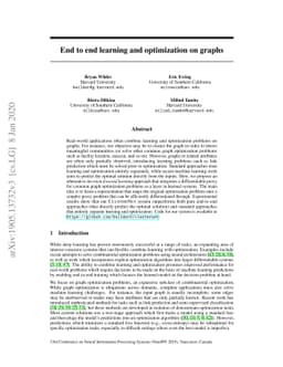 End to end learning and optimization on graphs