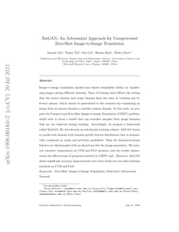 ZstGAN: An Adversarial Approach for Unsupervised Zero-Shot
  Image-to-Image Translation