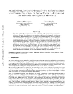 Multivariate, Multistep Forecasting, Reconstruction and Feature
  Selection of Ocean Waves via Recurrent and Sequence-to-Sequence Networks