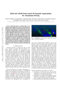 RGB and LiDAR fusion based 3D Semantic Segmentation for Autonomous
  Driving