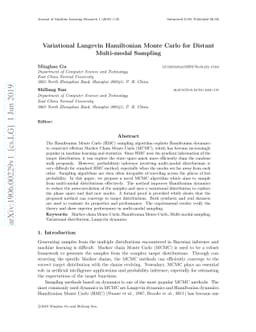 Variational Langevin Hamiltonian Monte Carlo for Distant Multi-modal
  Sampling