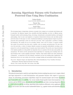Assessing Algorithmic Fairness with Unobserved Protected Class Using
  Data Combination