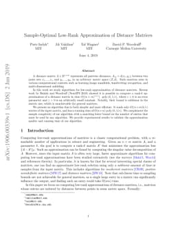 Sample-Optimal Low-Rank Approximation of Distance Matrices