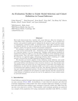 An Evaluation Toolkit to Guide Model Selection and Cohort Definition in
  Causal Inference