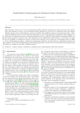 Radial-Based Undersampling for Imbalanced Data Classification