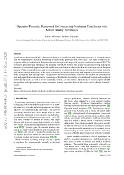 Operator-theoretic framework for forecasting nonlinear time series with
  kernel analog techniques