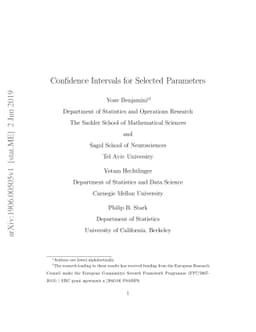 Confidence Intervals for Selected Parameters