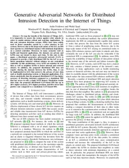 Generative Adversarial Networks for Distributed Intrusion Detection in
  the Internet of Things