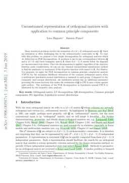 Unconstrained representation of orthogonal matrices with application to
  common principle components