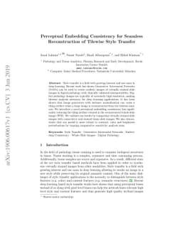 Perceptual Embedding Consistency for Seamless Reconstruction of Tilewise
  Style Transfer