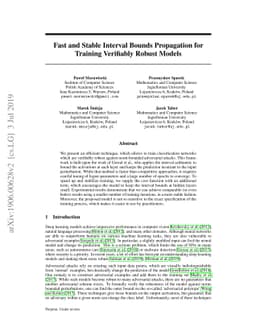 Fast and Stable Interval Bounds Propagation for Training Verifiably
  Robust Models