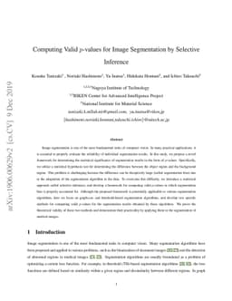 Computing Valid p-values for Image Segmentation by Selective Inference