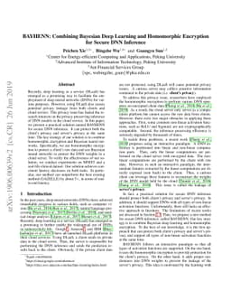 BAYHENN: Combining Bayesian Deep Learning and Homomorphic Encryption for
  Secure DNN Inference