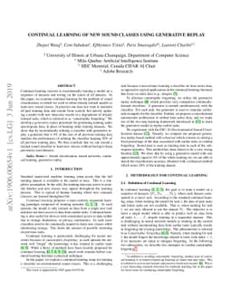 Continual Learning of New Sound Classes using Generative Replay