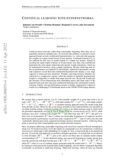 Continual learning with hypernetworks