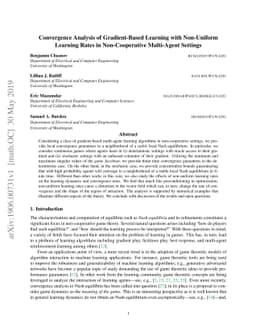 Convergence Analysis of Gradient-Based Learning with Non-Uniform
  Learning Rates in Non-Cooperative Multi-Agent Settings