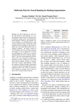 Multi-task Pairwise Neural Ranking for Hashtag Segmentation