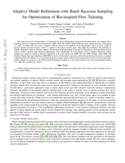 Adaptive Model Refinement with Batch Bayesian Sampling for Optimization
  of Bio-inspired Flow Tailoring