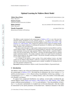 Optimal Learning of Mallows Block Model
