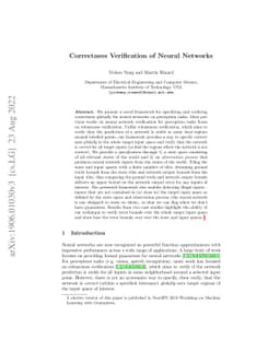 Correctness Verification of Neural Networks