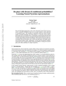 Do place cells dream of conditional probabilities? Learning Neural
  Nyström representations