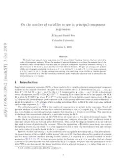 On the number of variables to use in principal component regression