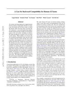 A Case for Backward Compatibility for Human-AI Teams