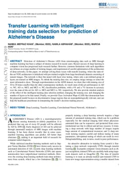 Transfer Learning with intelligent training data selection for
  prediction of Alzheimer's Disease