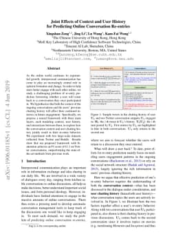 Joint Effects of Context and User History for Predicting Online
  Conversation Re-entries