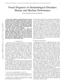 Visual Diagnosis of Dermatological Disorders: Human and Machine
  Performance