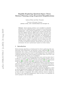 Rapidly-Exploring Quotient-Space Trees: Motion Planning using Sequential
  Simplifications