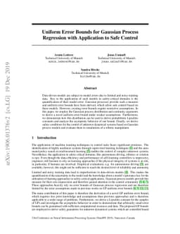 Uniform Error Bounds for Gaussian Process Regression with Application to
  Safe Control
