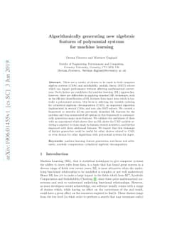 Algorithmically generating new algebraic features of polynomial systems
  for machine learning