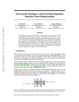 Adversarial Training is a Form of Data-dependent Operator Norm
  Regularization