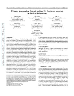 Privacy-preserving Crowd-guided AI Decision-making in Ethical Dilemmas